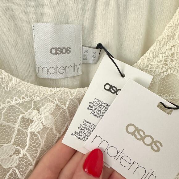 ASOS NWT Cream Floral Lace Midi / Maxi Dress – Size Maternity 10 - Picture 9 of 10